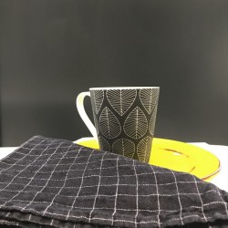 Serviette lin carreau noir Black Check