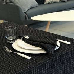 Nappe lin carreau noir Black Check
